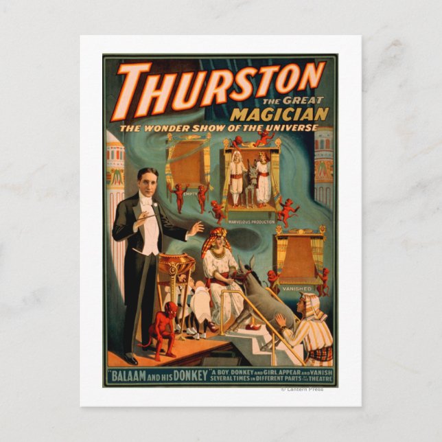 Thurston - Demons & Donkey Vanish Trick Magic Postcard (Front)