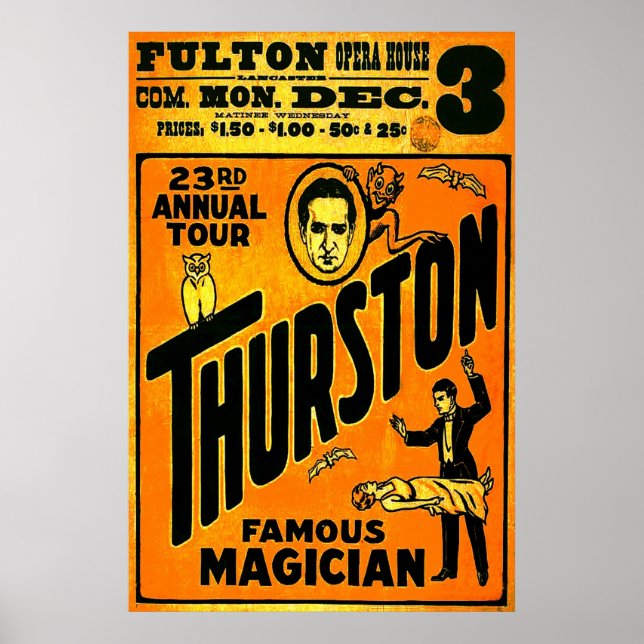 Thurston, Famous Magician 23rd annual tour. Poster (Front)