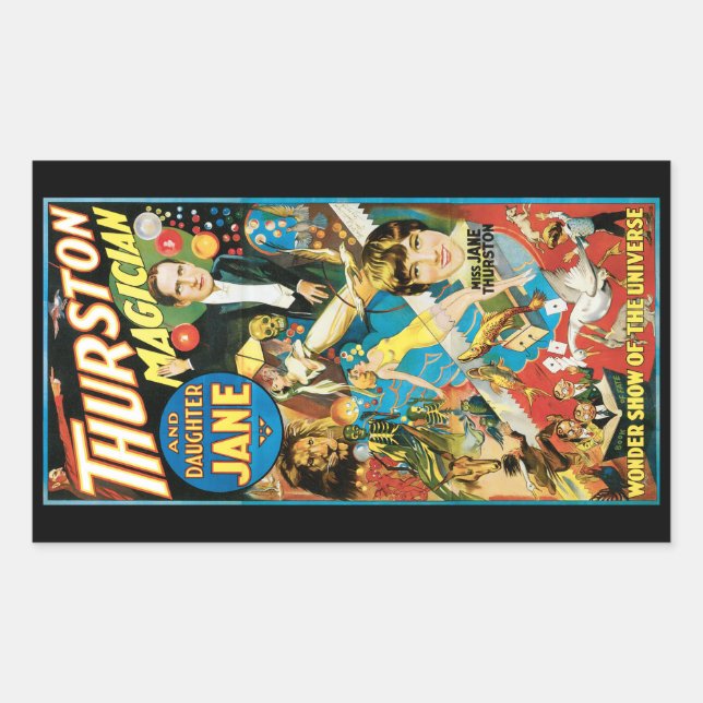 Thurston Magician & Jane ~ Vintage Magic Act Sticker (Front)