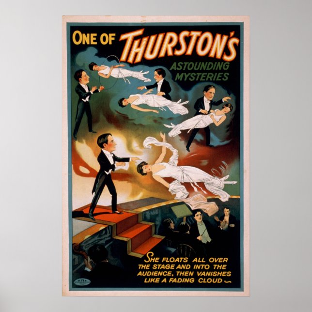 THURSTON Magicien Illusionniste VAUDEVILLE Poster (Devant)