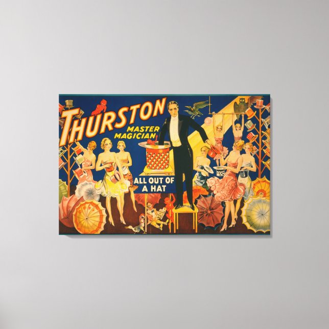 Thurston, Master Magician "Out of a Hat" Magic Canvas Print (Front)