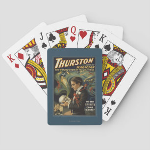 Thurston the Great Magician Holding Skull Magic Playing Cards