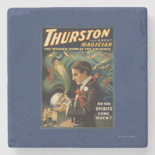 Thurston the Great Magician Holding Skull Magic Stone Coaster