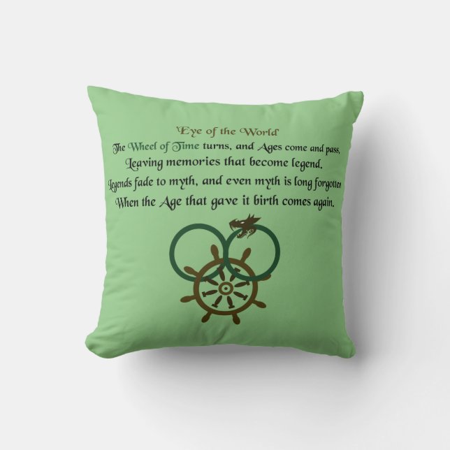 Thus Spins the Wheel of Time Throw Pillow (Front)