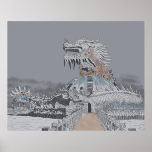 Thuy Tien Lake Abandoned Water Park Illustration Poster