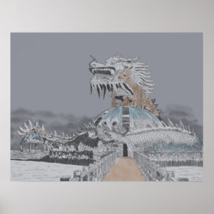 Thuy Tien Lake Abandoned Water Park Illustration Poster