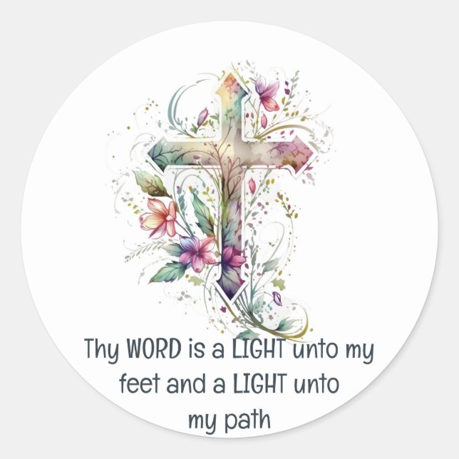 Thy word is a lamp unto my feet Inspirational Classic Round Sticker (Front)