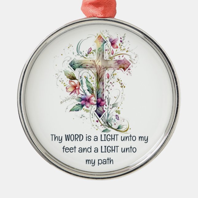 Thy word is a lamp unto my feet Inspirational Metal Ornament (Front)