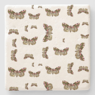 Thyatira batis - The Peach Blossom Moth Stone Coaster