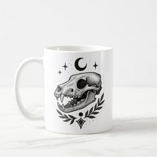 Thylacine Skull – Dotwork Tattoo-Inspired Design Coffee Mug