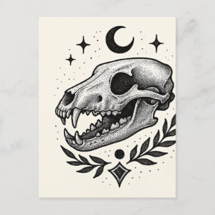 Thylacine Skull – Dotwork Tattoo-Inspired Design Holiday Postcard