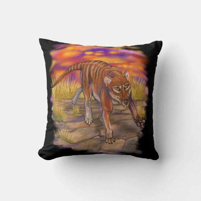 Thylacine Throw Pillow (Front)