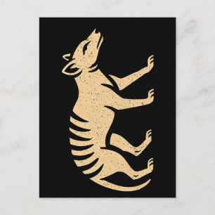 Thylacine Woodcut – Spirit of Tasmania in Vintage Holiday Postcard