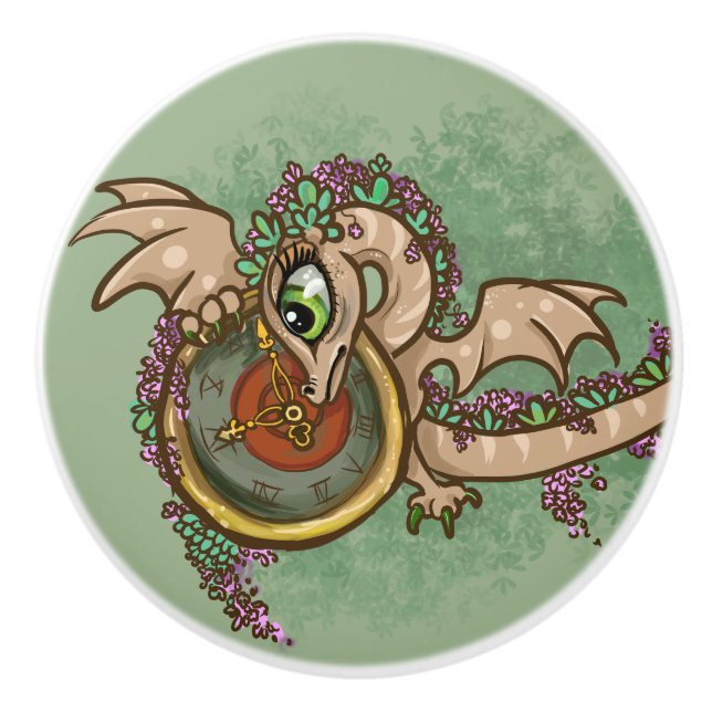 Thyme for lil' dragons ceramic knob (Front)