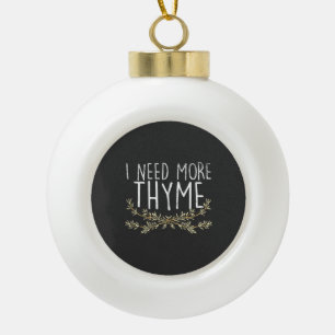 Thyme Herb Plant Ceramic Ball Christmas Ornament