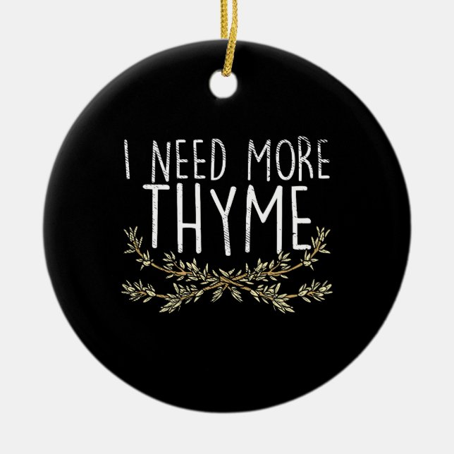 Thyme Herb Plant Ceramic Ornament (Front)
