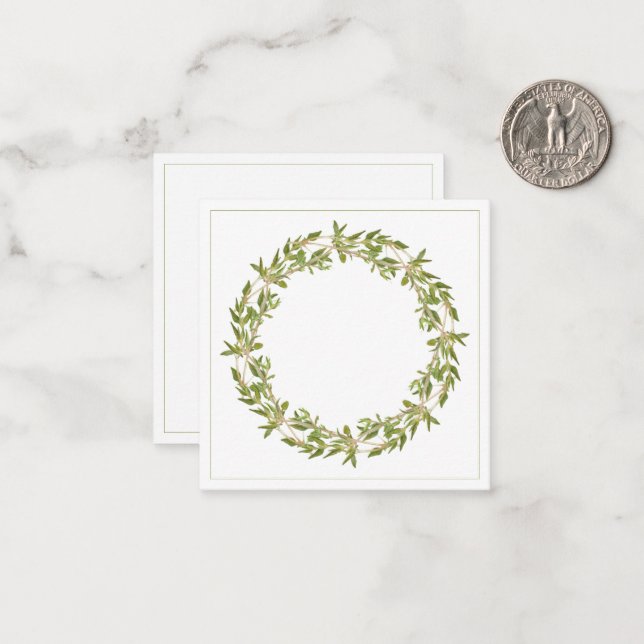 THYME WREATH 2.5" Square Flat Note Card (Front/Back In Situ)