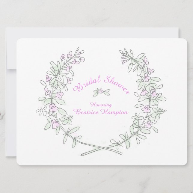 Thyme wreath art nuptiale douche invitation (Devant)