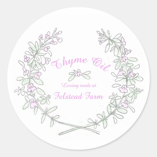 Thyme wreath art Thyme huile sticker (Devant)