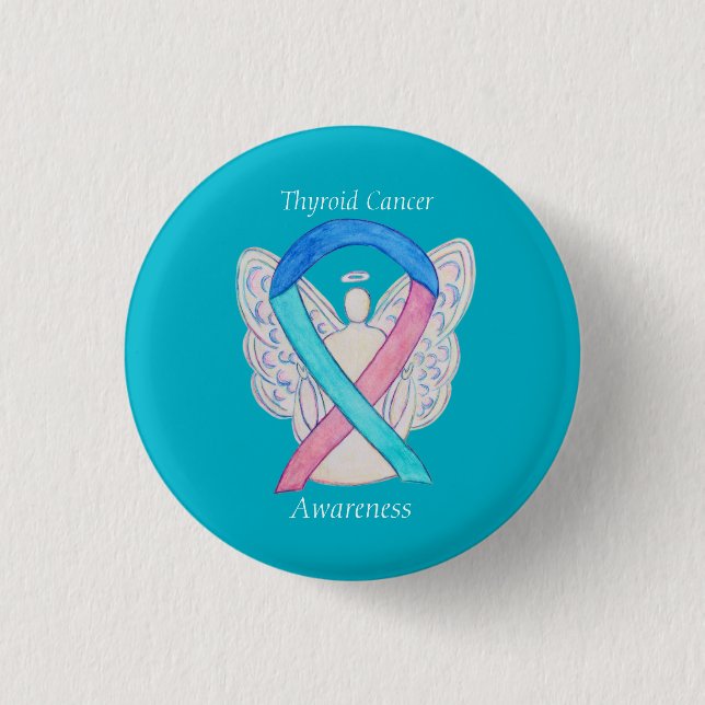 Thyroid Cancer Angel Awareness Ribbon Pins (Front)
