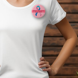 Thyroid Cancer Awareness Blue, Pink, Teal Button