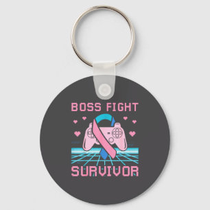 Thyroid Cancer Awareness Boss Fight Survivor Gamer Keychain