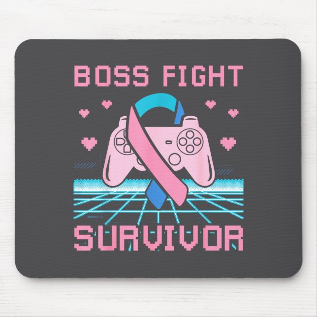 Thyroid Cancer Awareness Boss Fight Survivor Gamer Mouse Pad (Front)