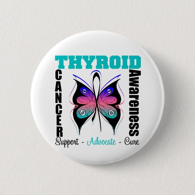 Thyroid Cancer  Awareness Butterfly 2 Inch Round Button (Front)