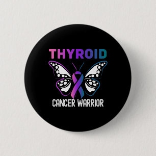 Thyroid Cancer Awareness Butterfly Ribbon 2 Inch Round Button