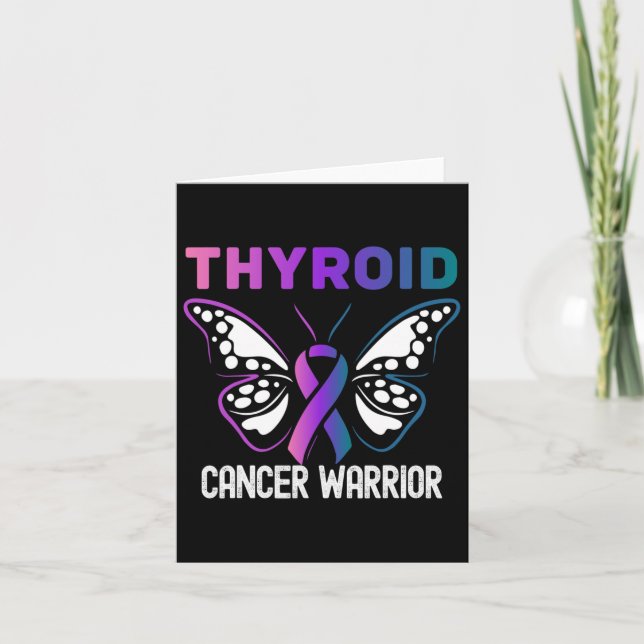 Thyroid Cancer Awareness Butterfly Ribbon  Card (Front)