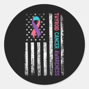Thyroid Cancer Awareness Month American Flag Hypot Classic Round Sticker