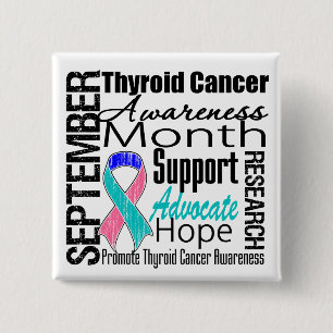 Thyroid Cancer Awareness Month Tribute 2 Inch Square Button