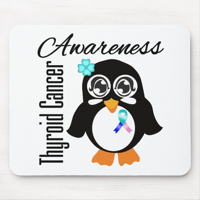 Thyroid Cancer Awareness Penguin Mouse Pad (Front)