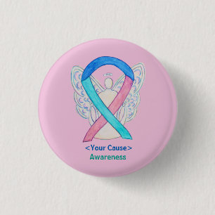 Thyroid Cancer Awareness Ribbon Angel Button Pins