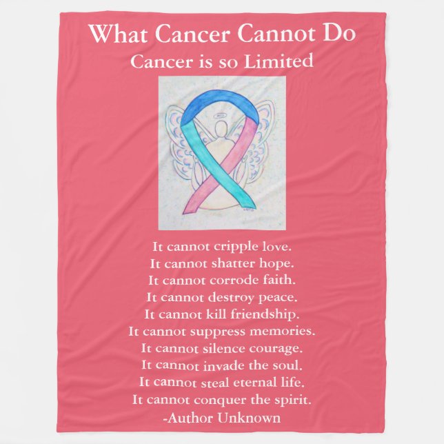 Thyroid Cancer Awareness Ribbon Art Chemo Blanket (Front)