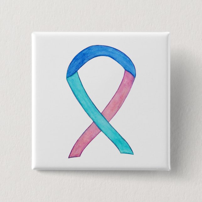 Thyroid Cancer Awareness Ribbon Custom Button Pins (Front)