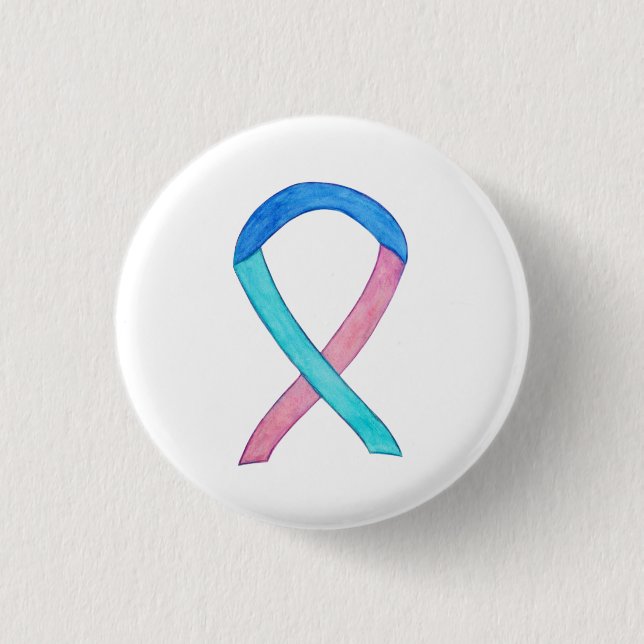 Thyroid Cancer Awareness Ribbon Custom Pin Buttons (Front)