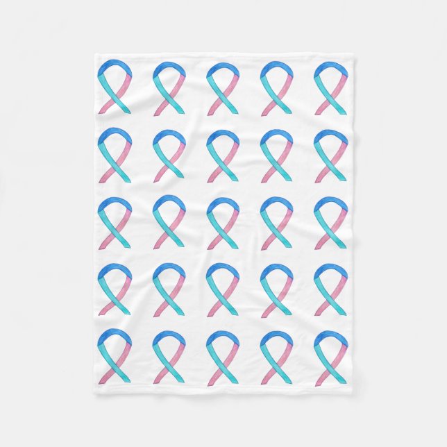 Thyroid Cancer Awareness Ribbon Fleece Blanket (Front)