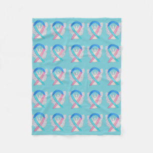 Thyroid Cancer Awareness Ribbon Fleece Blankets