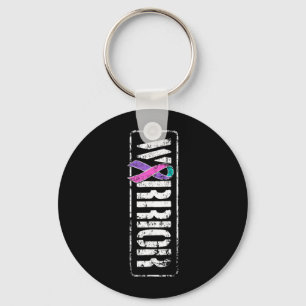 Thyroid Cancer Awareness - Sideways Military Keychain