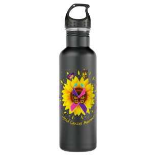 thyroid cancer awareness sunflower butterfly gift 710 ml water bottle