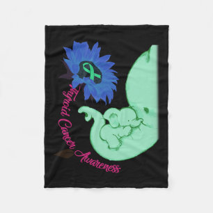 Thyroid Cancer Awareness Sunflower Elephant Costum Fleece Blanket