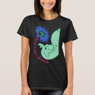Thyroid Cancer Awareness Sunflower Elephant Costum T-Shirt