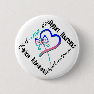 Thyroid Cancer Faith Hope Love Butterfly 2 Inch Round Button