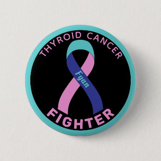 Thyroid Cancer Fighter Ribbon Black Button