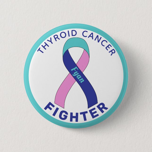 Thyroid Cancer Fighter Ribbon White Button (Front)