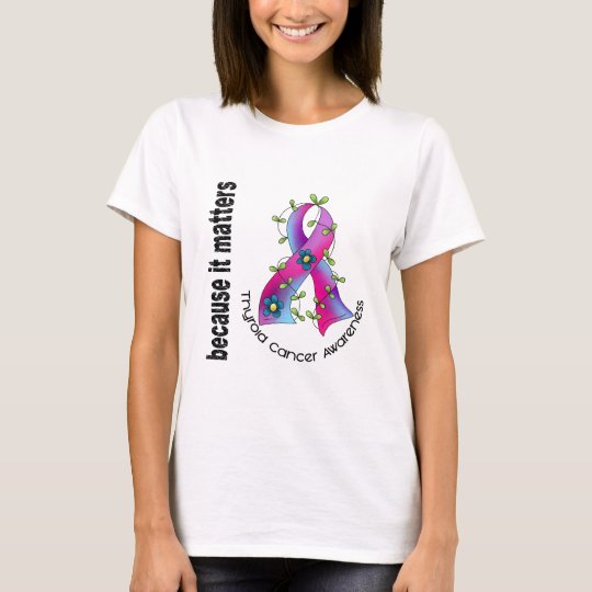 Thyroid Cancer Flower Ribbon 3 T-Shirt