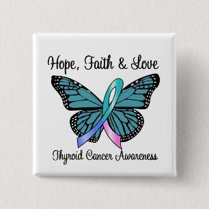 Thyroid Cancer Hope Butterfly 2 Inch Square Button