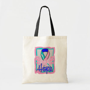 Thyroid Cancer Hope Butterfly Portrait Tote Bag