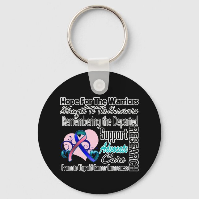 Thyroid Cancer Hope Tribute Collage Keychain (Front)